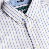 Preppy Oxford Langærmet Skjorte - Herre - Classic Blue/Optic Stripe - Gumpel & Co