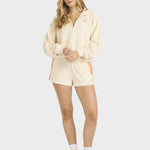 Billabong Classic Feels Half Zip Sweatshirt - Dame - White Cap