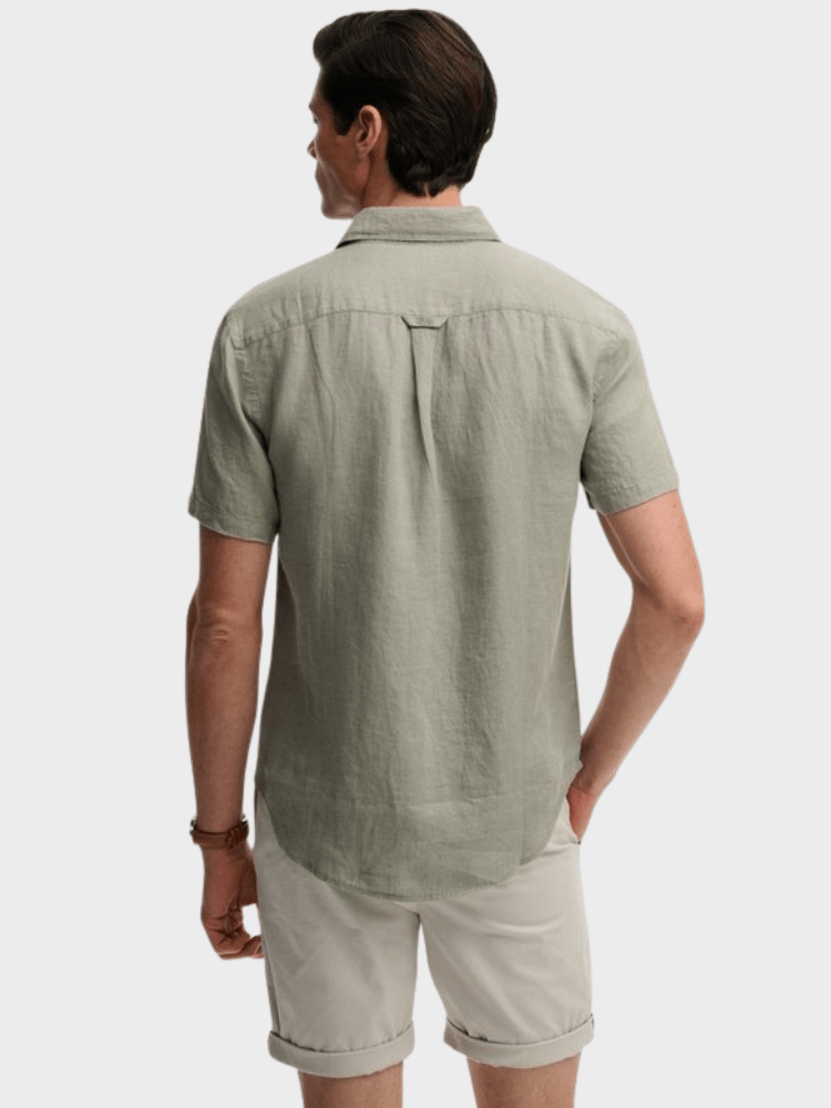 SUPERDRY Riviera Kortærmet Linen Skjorte - Herre - Bay Green