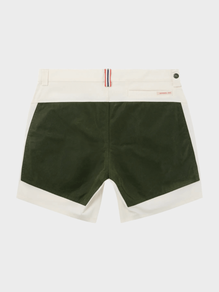 7 Inch Field Shorts - Herre - Off White / Green - Gumpel & Co