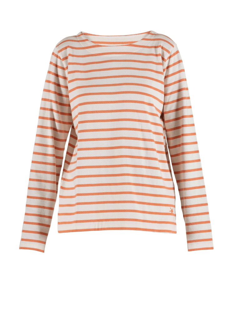 BLUE SPORTSWEAR Donna striped Bluse m/lange ærmer - Dame - Ecru w/Dusty Orange