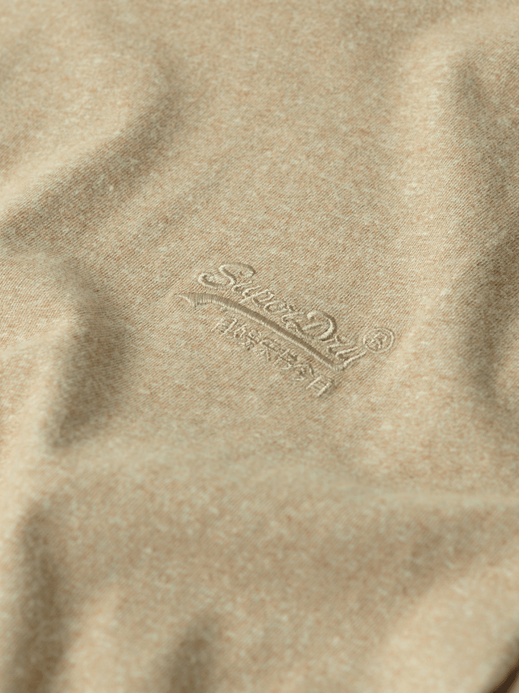 Organic Cotton Essential Logo Tshirt - Herre - Tan Brown Fleck Marl - Gumpel & Co