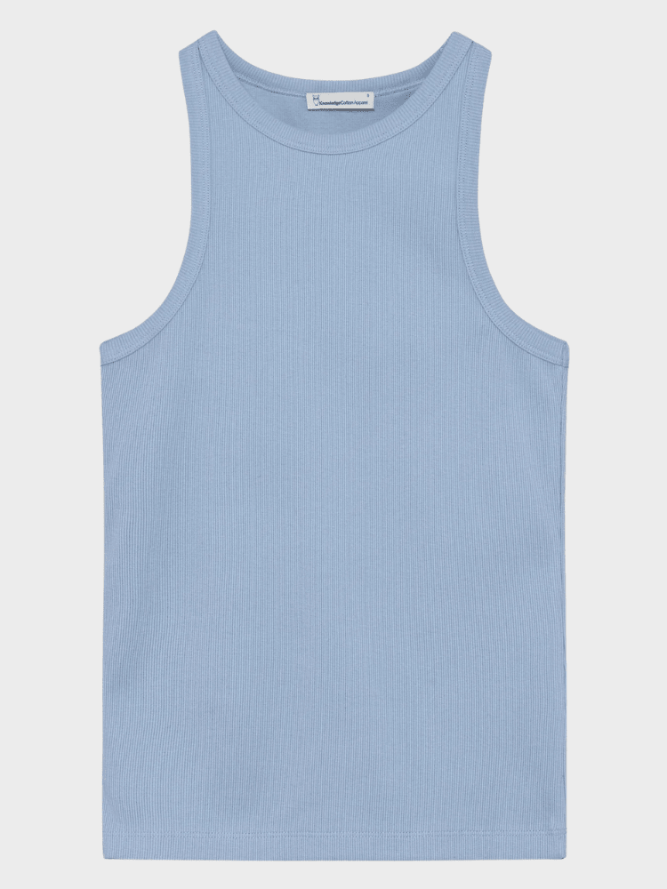 KNOWLEDGE COTTON APPAREL Racer Rib Top - Dame - Skyway