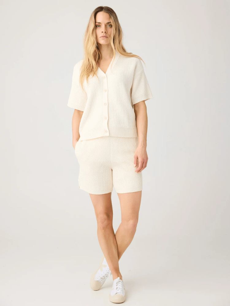 KNOWLEDGE COTTON APPAREL Cardigan m/korte ærmer - Dame - Egret