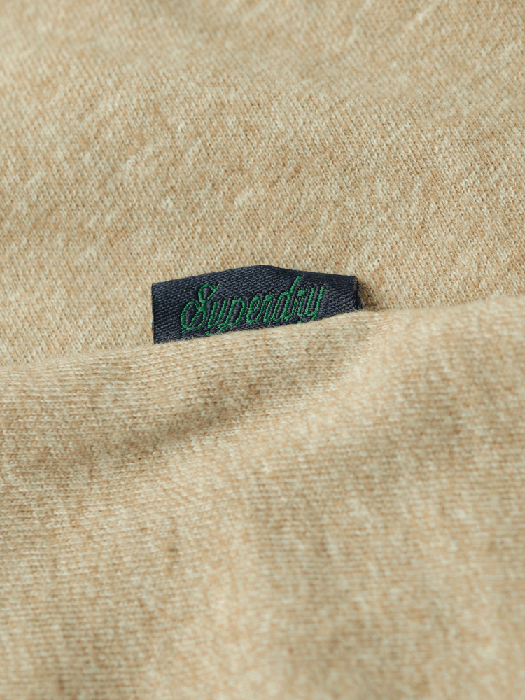 Organic Cotton Essential Logo Tshirt - Herre - Tan Brown Fleck Marl - Gumpel & Co