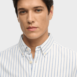 Preppy Oxford Langærmet Skjorte - Herre - Classic Blue/Optic Stripe - Gumpel & Co