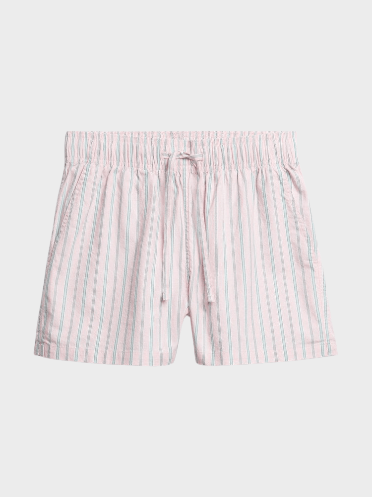 Cotton Stripe Elastic Short - Dame - Suffolk Pink Stripe - Gumpel & Co
