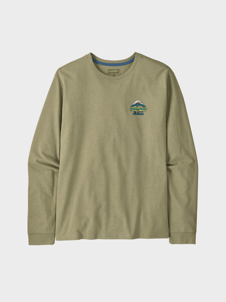 Long - Sleeved Great Waves Responsibili - Tshirt - Herre - Gumtree Green - Gumpel & Co