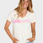 Molokai V Prnted T shirt - Dame - Off White - Gumpel & Co