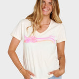 Molokai V Prnted T shirt - Dame - Off White - Gumpel & Co