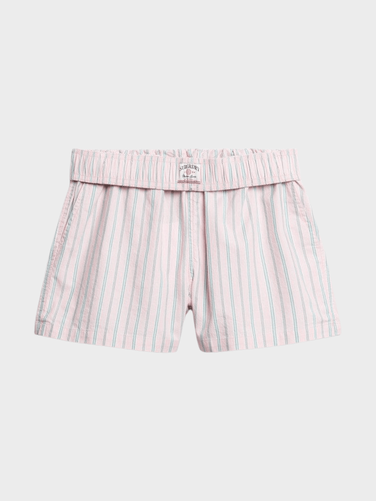 SUPERDRY Cotton Stripe Elastic Short - Dame - Suffolk Pink Stripe
