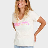 Molokai V Prnted T shirt - Dame - Off White - Gumpel & Co