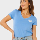Rc Heart V Neck T shirt - Dame - Cornflower Blue - Gumpel & Co