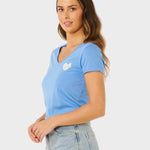 Rc Heart V Neck T shirt - Dame - Cornflower Blue - Gumpel & Co