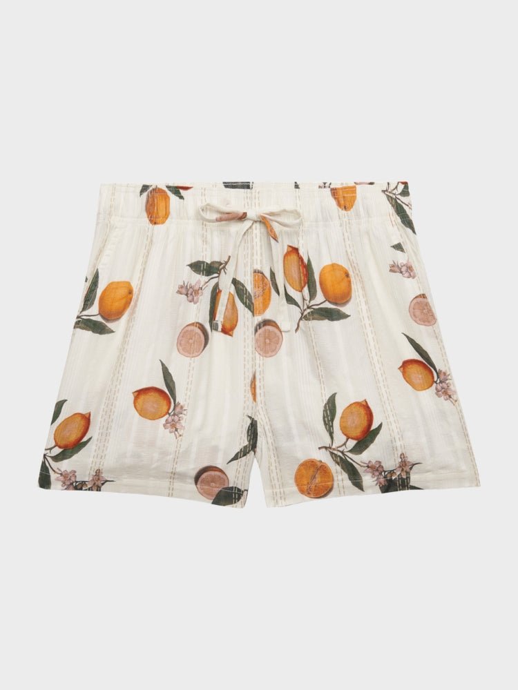 SUPERDRY Cotton Printed Beach Shorts - Dame - Citrus Cream Print