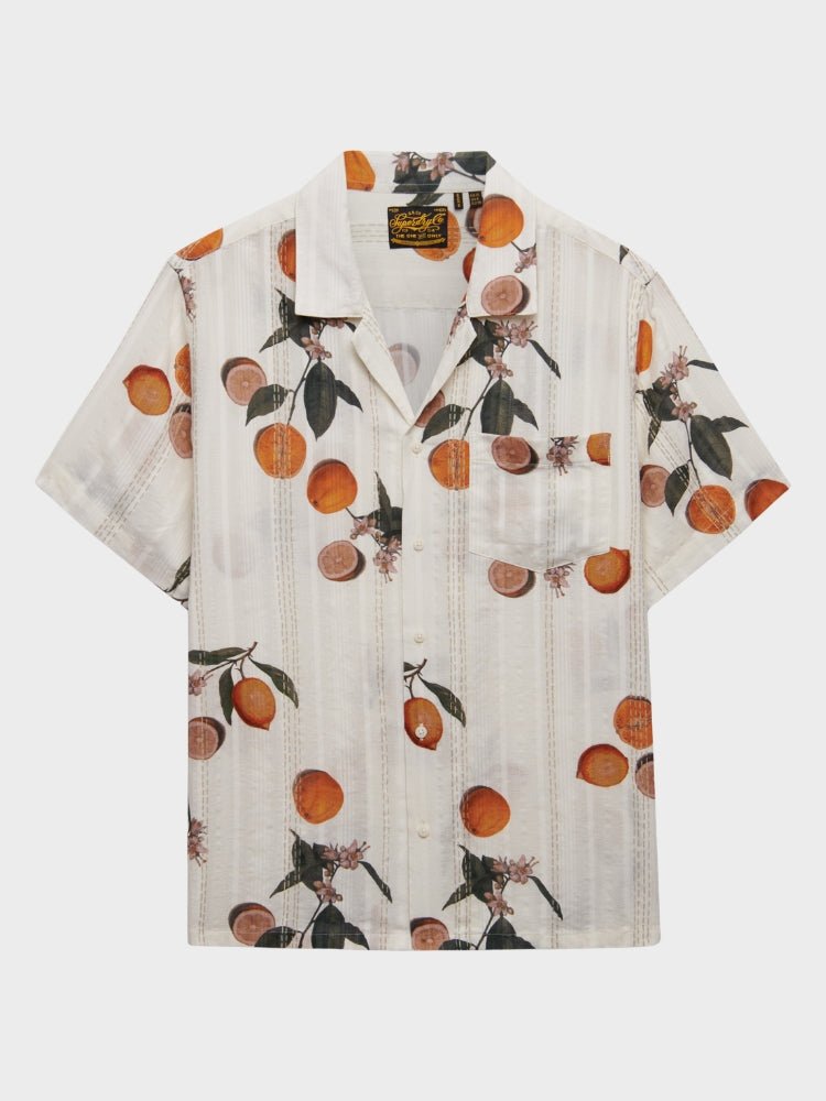 SUPERDRY Beach Printed Kortærmet Skjorte - Dame - Citrus Cream Print