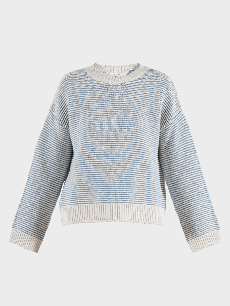 BLUE SPORTSWEAR Laura cotton Knit Blouse - Dame - Cream/Heaven