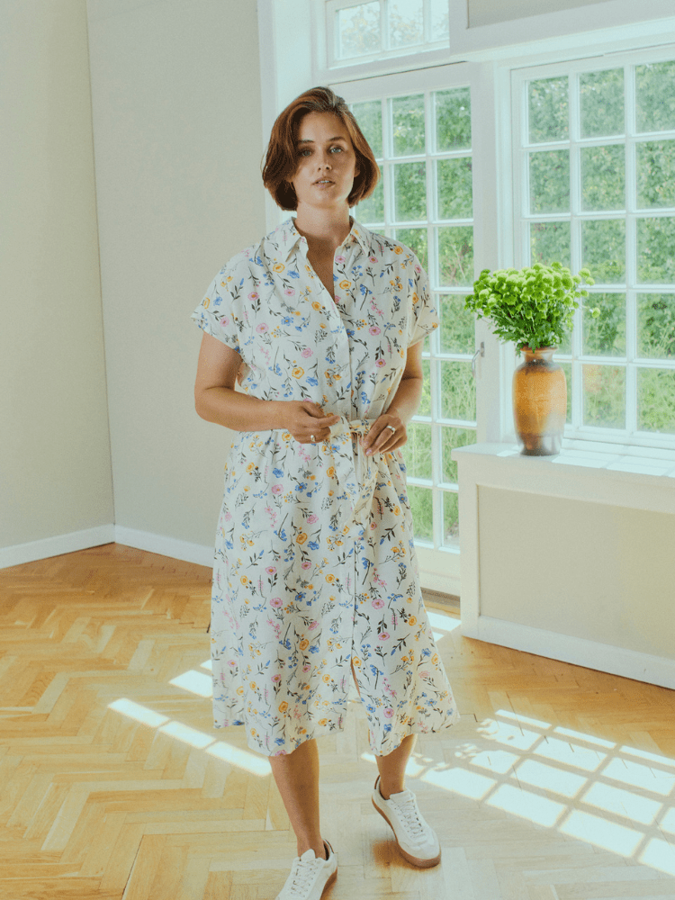 Freequent Molli Kjole - Dame - STAR OFF-WHITE W. GOLDEN HAZE