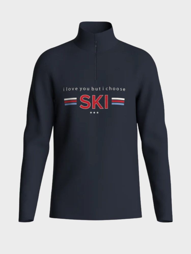 We norwegians moore Zip Up uld midlayer i Navy Blue