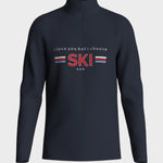 We norwegians moore Zip Up uld midlayer i Navy Blue