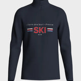 We norwegians moore Zip Up uld midlayer i Navy Blue