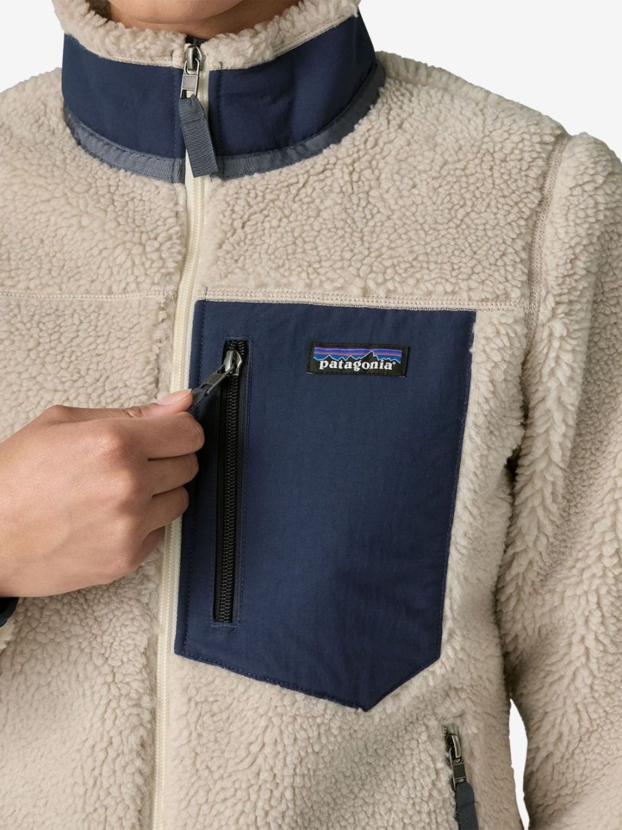 Classic Retro Fleece Trøje - Dame - Natural/New Navy - Gumpel & Co