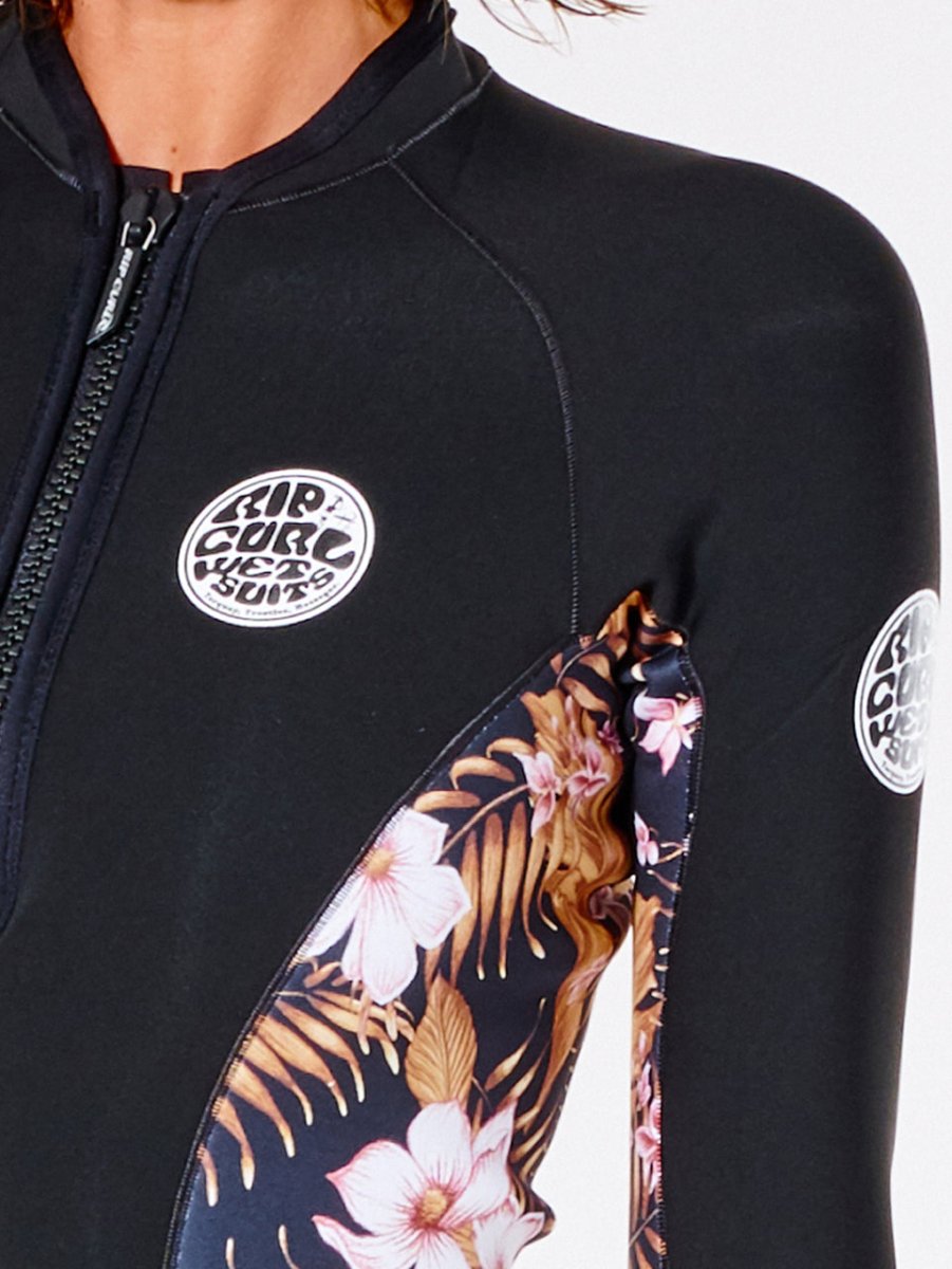 Women's G Bomb Long Sleeve Front Zip Neopren Jakke | Dame | Black/Gold - Gumpel & Co