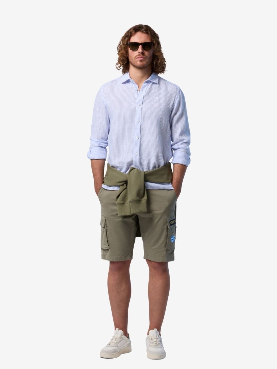 Classic stripe linen shirt - Mænd - Blue/White - Gumpel & Co