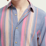 Men's Regular Fit Striped Skjorte - Herre - White/Pink Stripe