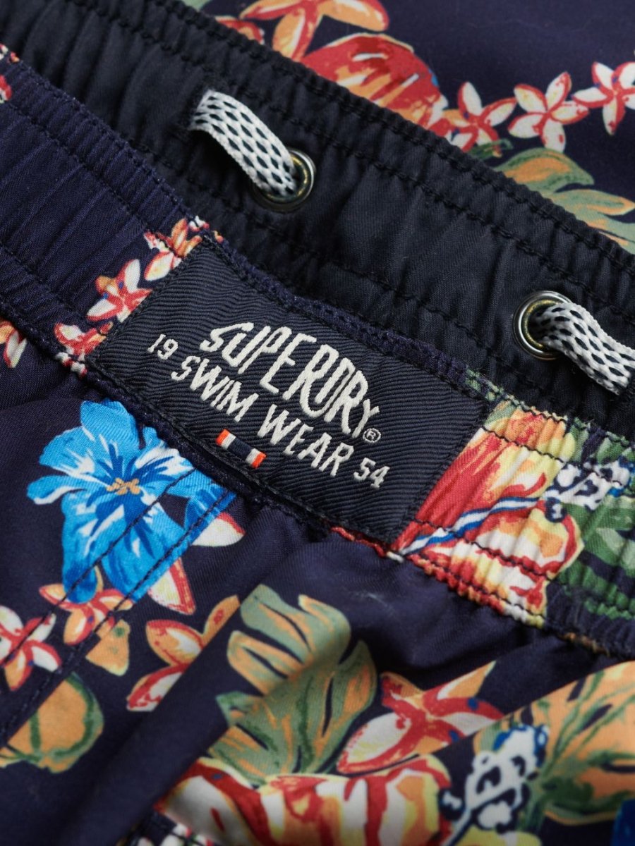 Hawaiian Print 16 Swim Shorts - Men - Tropical Chain Navy - Gumpel & Co