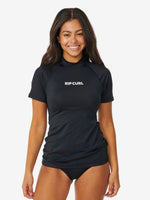 Classic Surf Short Sleeve UV Rash Vest - Dame - Black