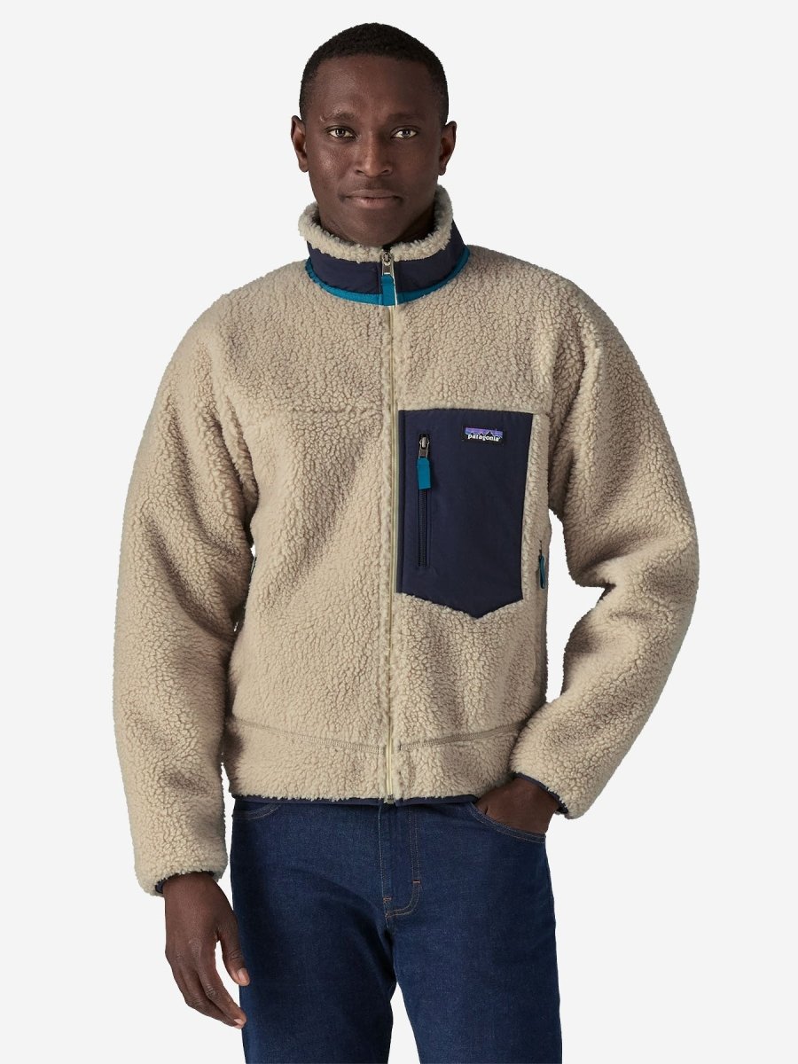 Classic Retro Fleece Trøje - Herre - Natural/Navy - Gumpel & Co