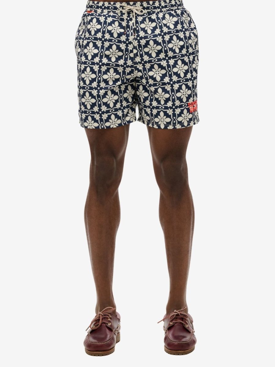 Tile Print 16 Badebukser - Herre - Navy Tala - Gumpel & Co