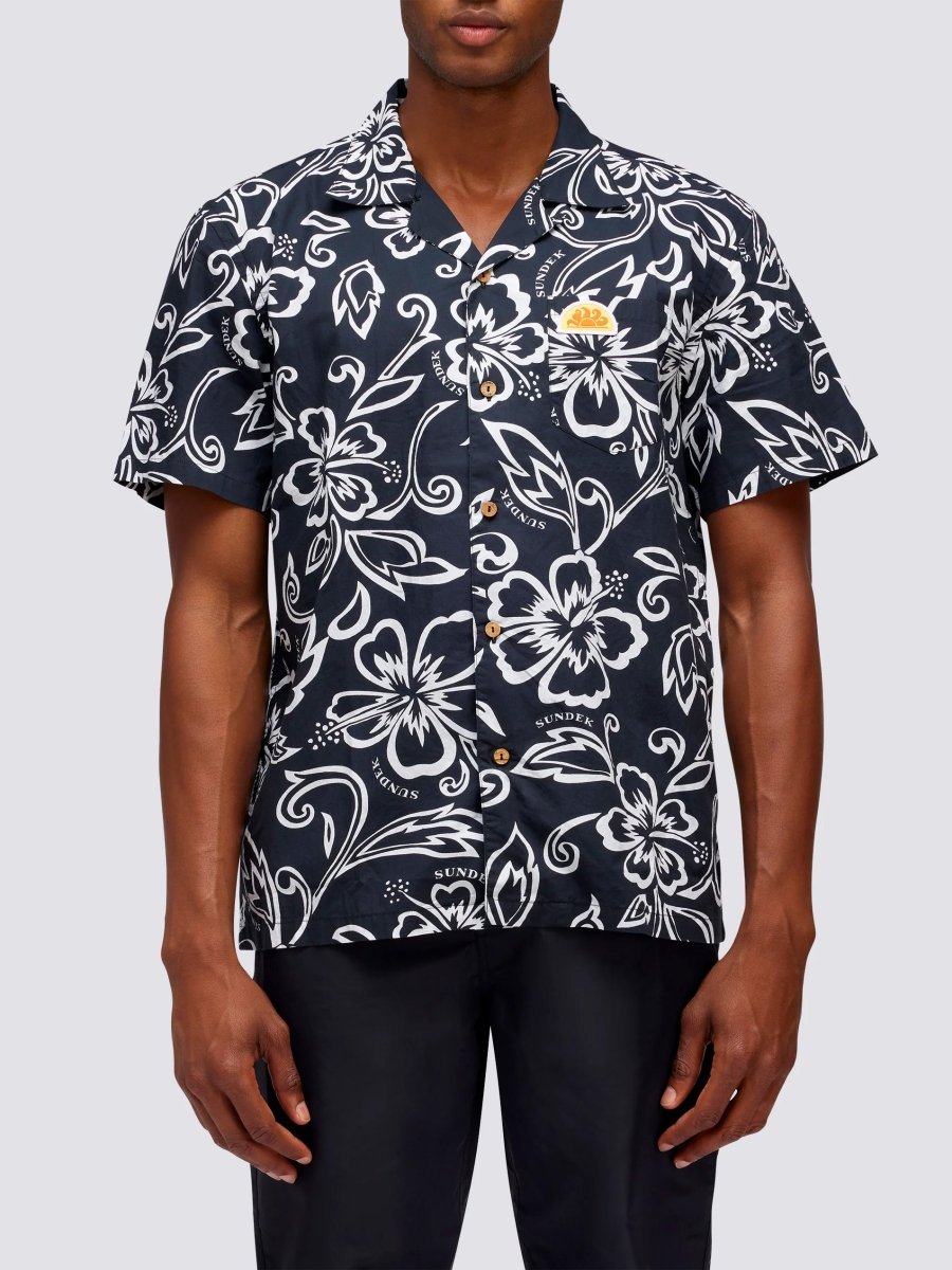 Men's Allov Hibiscus SS Shirt - Herre - Vintage Black - Gumpel & Co