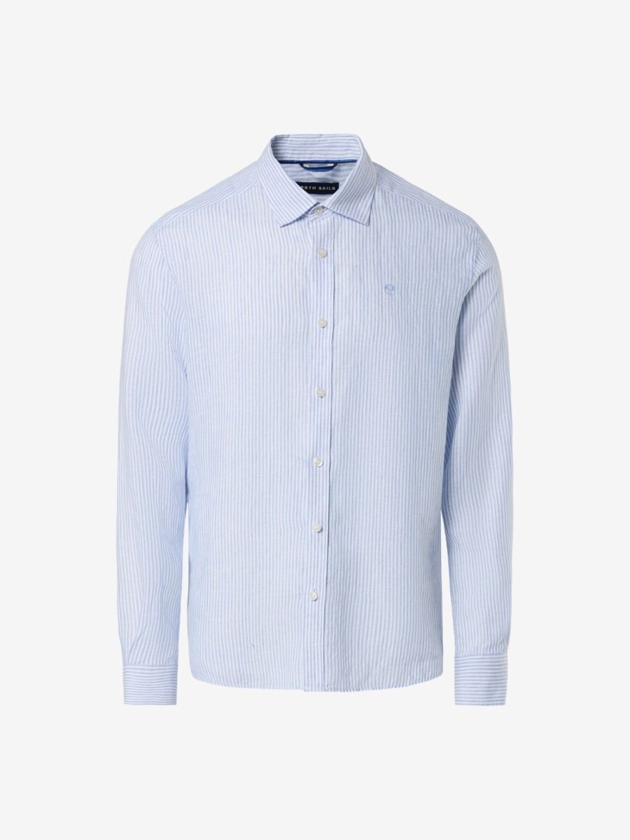 Classic stripe linen shirt - Mænd - Blue/White - Gumpel & Co