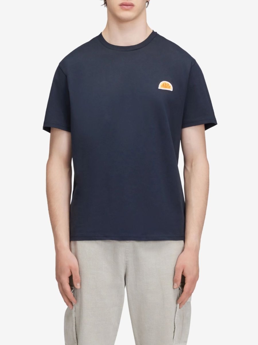 Plain T-shirt With Archive Logo - Herrer - Navy - Gumpel & Co