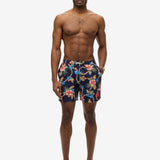 Hawaiian Print 16 Swim Shorts - Men - Tropical Chain Navy