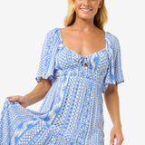 San Carlos Short Sleeve Maxi Dress - Dame - Blue