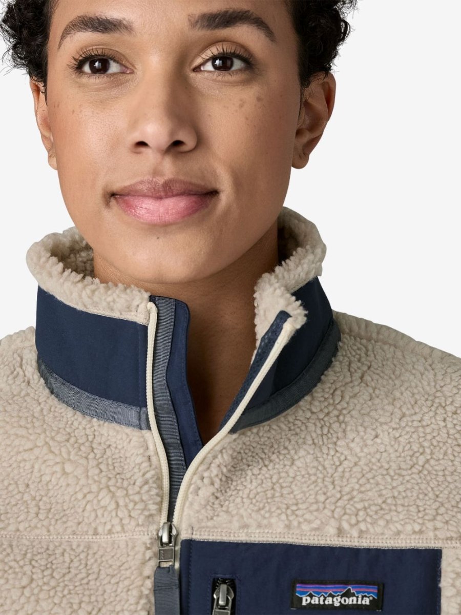 Classic Retro Fleece Trøje - Dame - Natural/New Navy - Gumpel & Co
