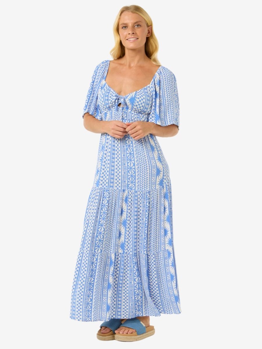 San Carlos Short Sleeve Maxi Dress - Dame - Blue - Gumpel & Co