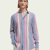 Men's Regular Fit Striped Skjorte - Herre - White/Pink Stripe