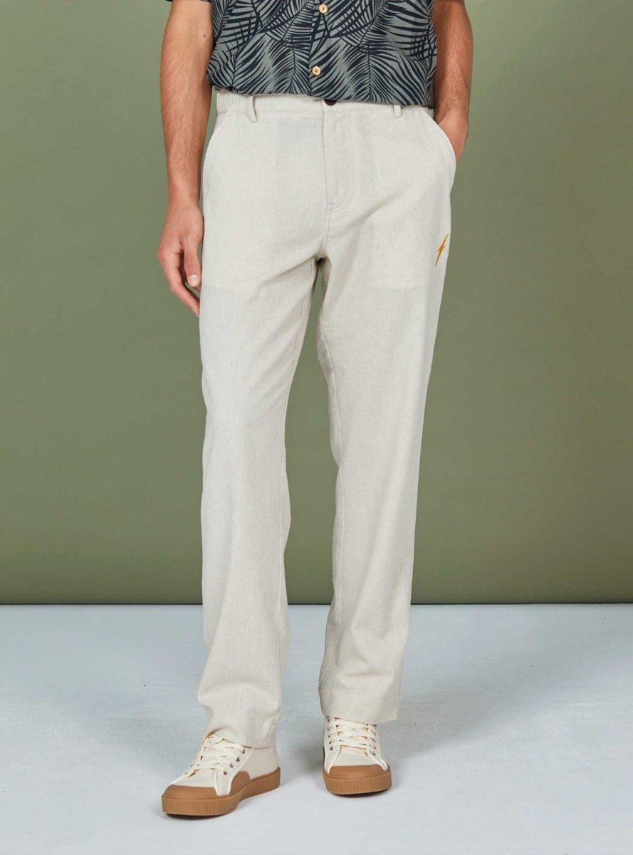 Men's Naturel Chino Hør Buks - Herre - Fog - Gumpel & Co
