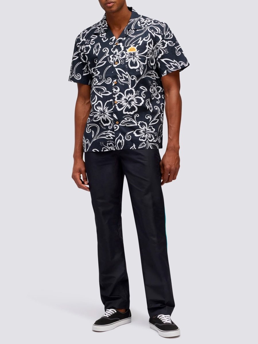 Men's Allov Hibiscus SS Shirt - Herre - Vintage Black - Gumpel & Co