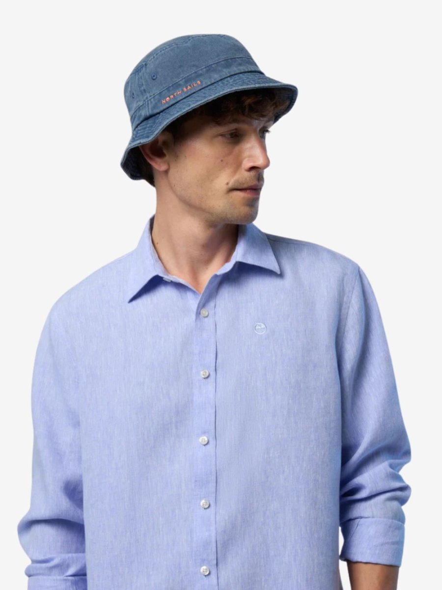 Linen shirt with embroidered logo - Mænd - Light Blue - Gumpel & Co