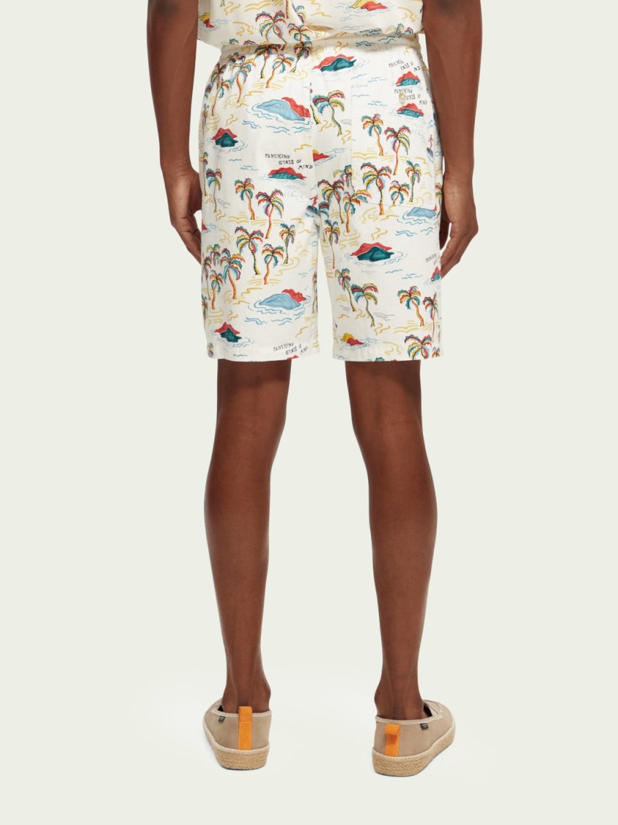 Men's Fave Printed Bermuda Shorts - Herre - White Palmtree - Gumpel & Co