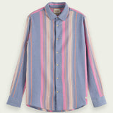 Men's Regular Fit Striped Skjorte - Herre - White/Pink Stripe