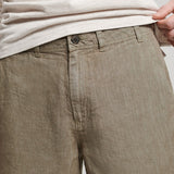 Men's Overfarvede Shorts i Hør - Herre - Washed Khaki
