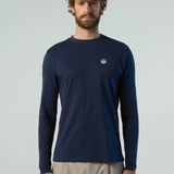 Men's Long-sleeved T-shirt with logo patch - Herre - Navy