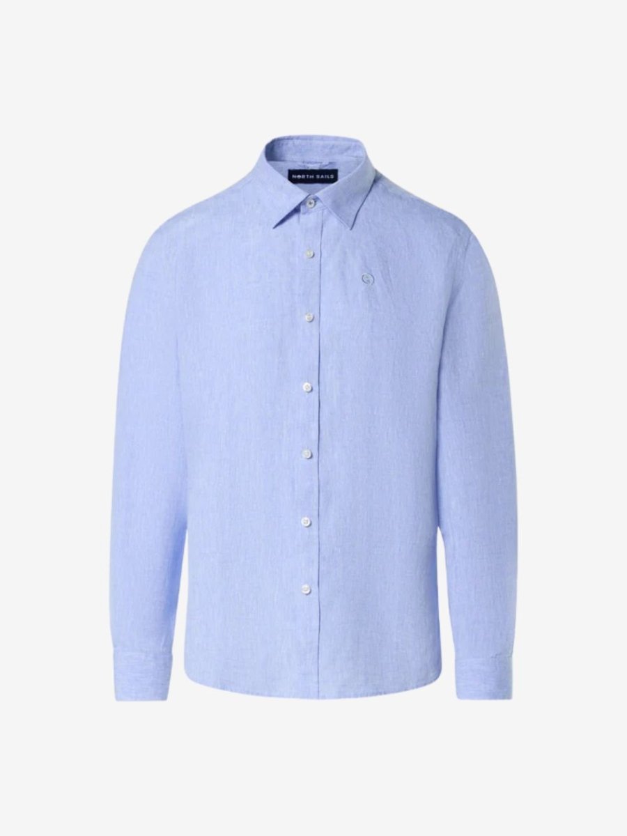 Linen shirt with embroidered logo - Mænd - Light Blue - Gumpel & Co