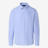 Linen shirt with embroidered logo - Mænd - Light Blue